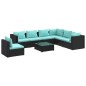 vidaXL Set de muebles de jardín 8 pzas y cojines ratán sintético negro vidaXL Set de muebles de jardín 8 pzas y cojines ratán sintético negro