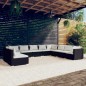 vidaXL Set de muebles de jardín 10 pzas cojines ratán sintético negro vidaXL Set de muebles de jardín 10 pzas cojines ratán sintético negro