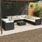 vidaXL Set de muebles de jardín 10 pzas cojines ratán sintético negro vidaXL Set de muebles de jardín 10 pzas cojines ratán sintético negro