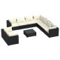 vidaXL Set de muebles de jardín 10 pzas cojines ratán sintético negro vidaXL Set de muebles de jardín 10 pzas cojines ratán sintético negro