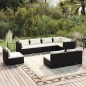 vidaXL Set de sofás de jardín 8 piezas y cojines ratán sintético negro vidaXL Set de sofás de jardín 8 piezas y cojines ratán sintético negro