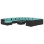 vidaXL Set de muebles de jardín 13 pzas cojines ratán sintético negro