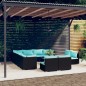 vidaXL Set de muebles de jardín 12 pzas cojines ratán sintético negro vidaXL Set de muebles de jardín 12 pzas cojines ratán sintético negro