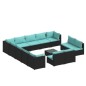vidaXL Set de muebles de jardín 14 pzas cojines ratán sintético negro vidaXL Set de muebles de jardín 14 pzas cojines ratán sintético negro