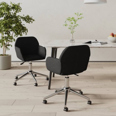 vidaXL Sillas de comedor giratorias 2 unidades tela negro