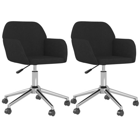 vidaXL Sillas de comedor giratorias 2 unidades tela negro