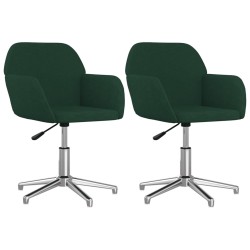 vidaXL Sillas de comedor giratorias 2 uds tela verde oscuro