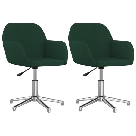 vidaXL Sillas de comedor giratorias 2 uds tela verde oscuro