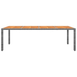 vidaXL Mesa de jardín ratán PE madera acacia maciza gris 250x100x75 cm