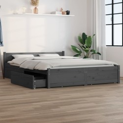 vidaXL Estructura de cama con cajones gris 150x200 cm