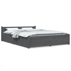 vidaXL Estructura de cama con cajones gris 150x200 cm