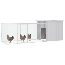 vidaXL Gallinero de acero galvanizado gris 300x91x100 cm