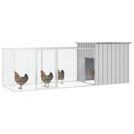 vidaXL Gallinero de acero galvanizado gris 300x91x100 cm