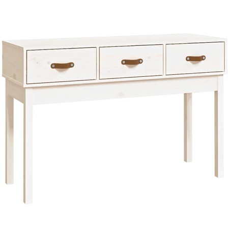 vidaXL Mesa consola de madera maciza de pino blanco 114x40x75 cm