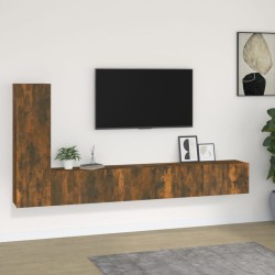 vidaXL Set de muebles de TV 3 pzas madera contrachapada roble ahumado