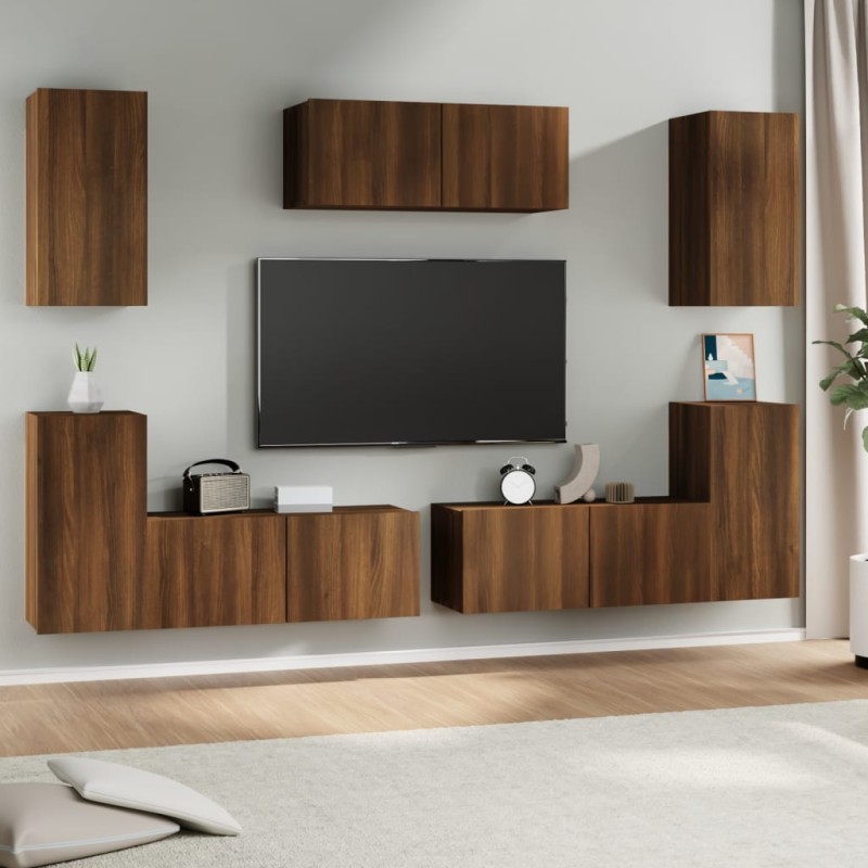 vidaXL Set de muebles para TV 7 pzas madera contrachapada roble marrón vidaXL Set de muebles para TV 7 pzas madera contrachapada roble marrón