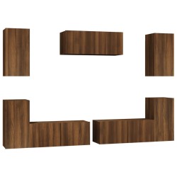 vidaXL Set de muebles para TV 7 pzas madera contrachapada roble marrón