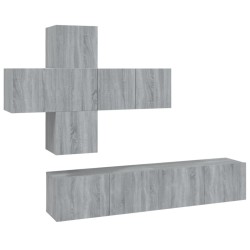 vidaXL Set de muebles de TV 7 pzas madera contrachapada gris sonoma