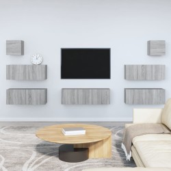 vidaXL Set de muebles para TV 7 pzas madera contrachapada gris Sonoma