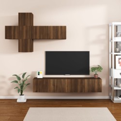 vidaXL Set de muebles para TV 7 pzas madera contrachapada roble marrón