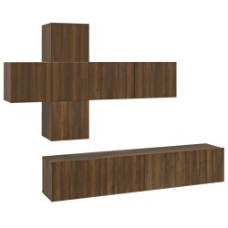vidaXL Set de muebles para TV 7 pzas madera contrachapada roble marrón