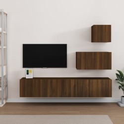 vidaXL Set de muebles para TV 4 pzas madera contrachapada marrón roble