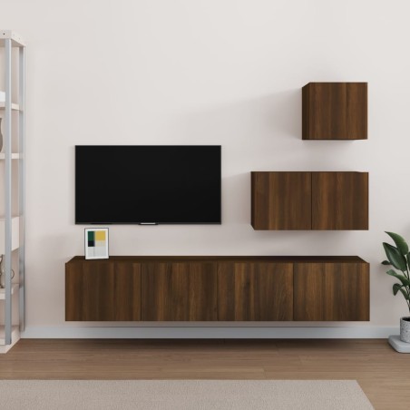 vidaXL Set de muebles para TV 4 pzas madera contrachapada marrón roble