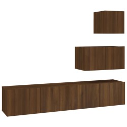 vidaXL Set de muebles para TV 4 pzas madera contrachapada marrón roble