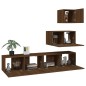 vidaXL Set de muebles para TV 4 pzas madera contrachapada marrón roble