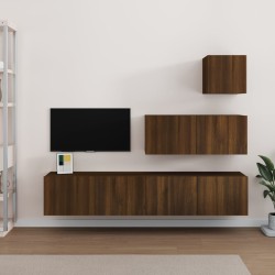 vidaXL Set de muebles para TV 4 pzas madera contrachapada marrón roble