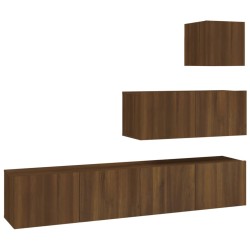 vidaXL Set de muebles para TV 4 pzas madera contrachapada marrón roble