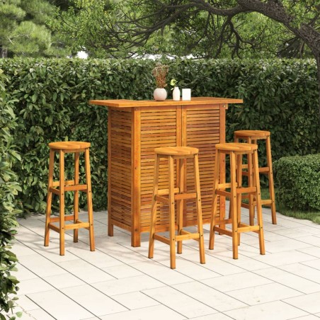 vidaXL Juego muebles de bar para jardín 5 pzas madera maciza de acacia