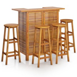 vidaXL Juego muebles de bar para jardín 5 pzas madera maciza de acacia