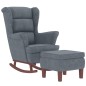 vidaXL Sillón mecedora patas madera y taburete terciopelo gris oscuro vidaXL Sillón mecedora patas madera y taburete terciopelo gris oscuro