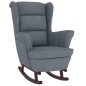 vidaXL Sillón mecedora patas madera y taburete terciopelo gris oscuro vidaXL Sillón mecedora patas madera y taburete terciopelo gris oscuro