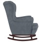 vidaXL Sillón mecedora patas madera y taburete terciopelo gris oscuro vidaXL Sillón mecedora patas madera y taburete terciopelo gris oscuro