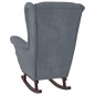 vidaXL Sillón mecedora patas madera y taburete terciopelo gris oscuro vidaXL Sillón mecedora patas madera y taburete terciopelo gris oscuro