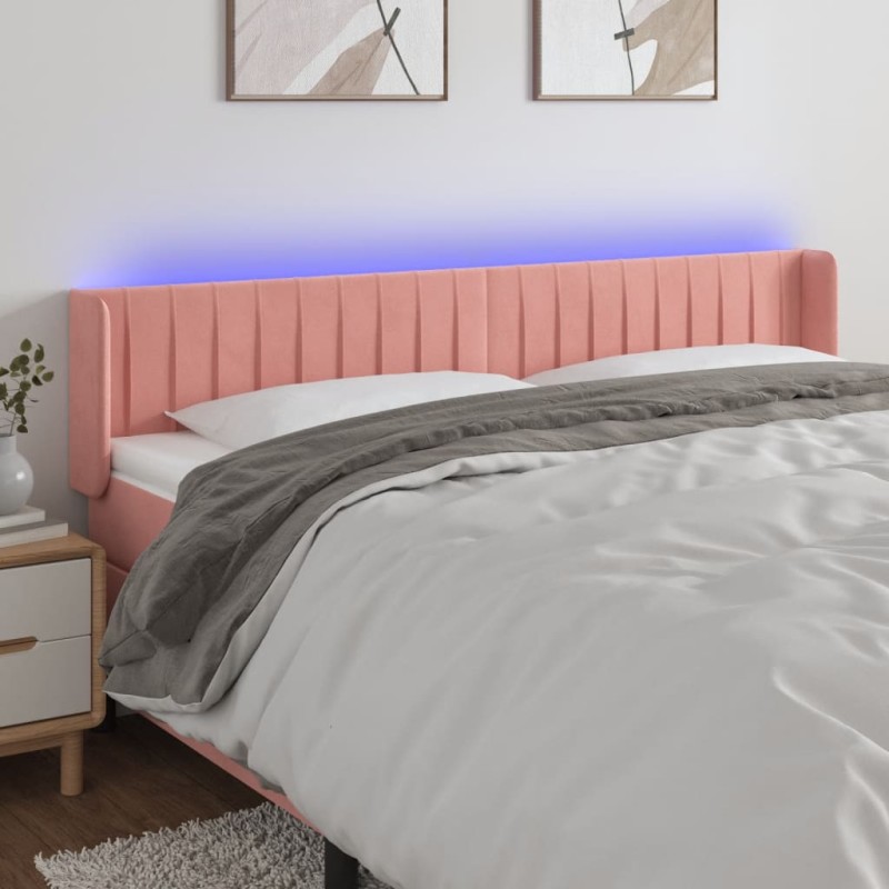 vidaXL Cabecero con LED de terciopelo rosa 203x16x78/88 cm vidaXL Cabecero con LED de terciopelo rosa 203x16x78/88 cm