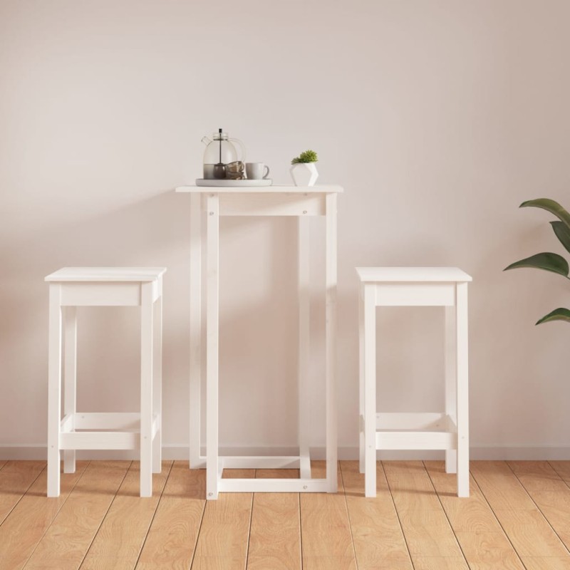 vidaXL Set de bar 3 piezas madera maciza de pino blanco vidaXL Set de bar 3 piezas madera maciza de pino blanco