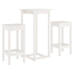vidaXL Set de bar 3 piezas madera maciza de pino blanco