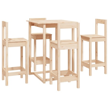 vidaXL Set de bar 5 piezas madera maciza de pino
