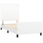 vidaXL Estructura de cama con cabecero cuero sintético blanco 80x200cm vidaXL Estructura de cama con cabecero cuero sintético blanco 80x200cm
