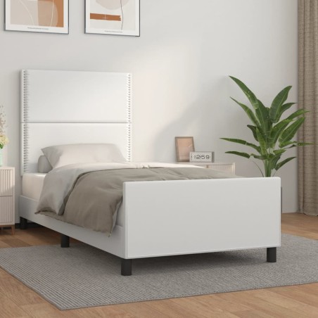 vidaXL Estructura de cama con cabecero cuero sintético blanco 80x200cm