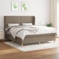 vidaXL Cama box spring con colchón tela gris taupe 180x200 cm