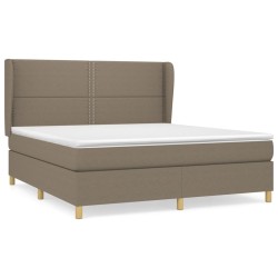 vidaXL Cama box spring con colchón tela gris taupe 180x200 cm
