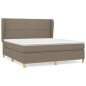 vidaXL Cama box spring con colchón tela gris taupe 180x200 cm