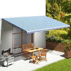 vidaXL Tela de repuesto para toldo azul y blanco 6x3,5 m