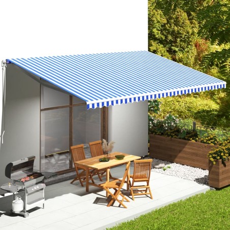 vidaXL Tela de repuesto para toldo azul y blanco 6x3,5 m