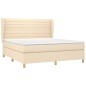 vidaXL Cama box spring con colchón tela color crema 160x200 cm vidaXL Cama box spring con colchón tela color crema 160x200 cm