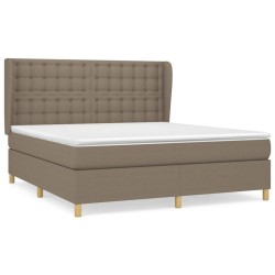 vidaXL Cama box spring con colchón tela gris taupe 180x200 cm